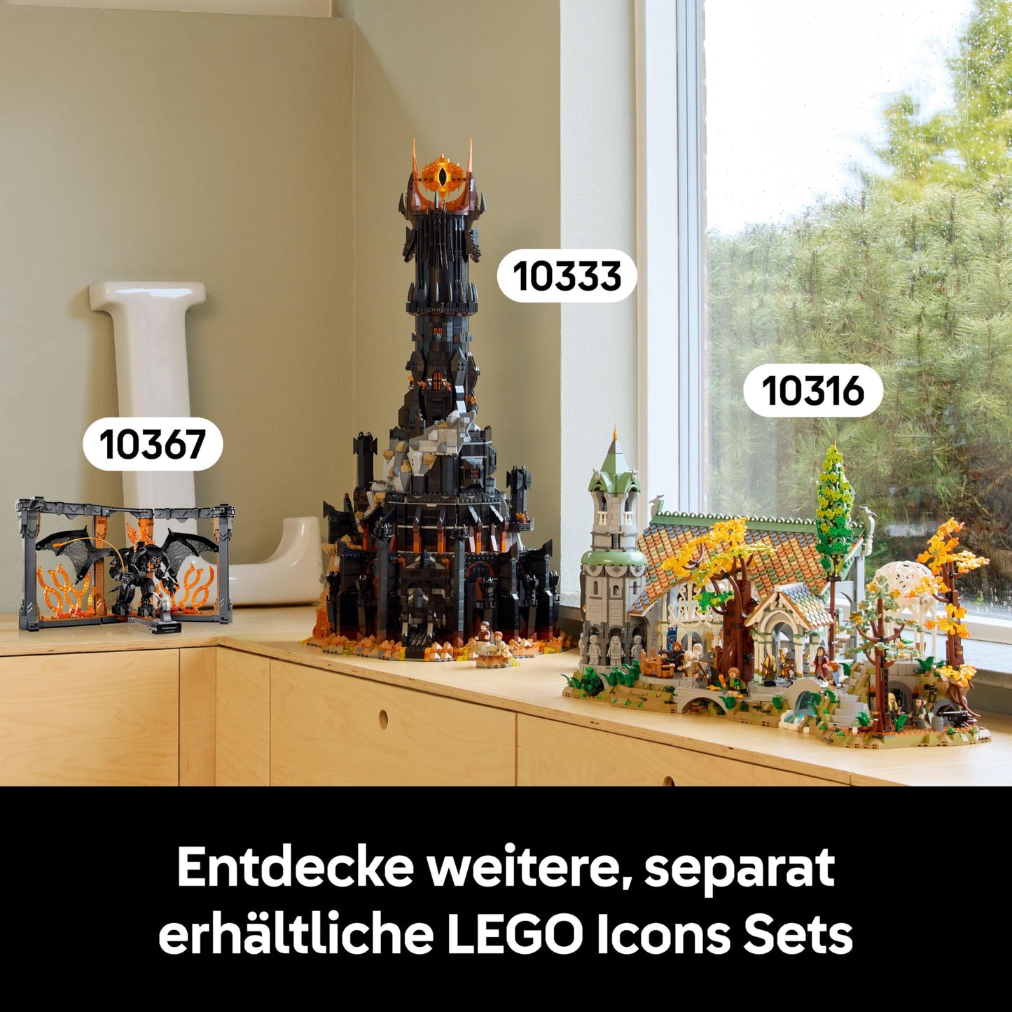 LEGO Icons The Lord of the Rings: Balrog Bookend - DIY Bookshelf Decoration with Gandalf the Gray Minifigure & Dragon Figure - Collectible & Gift for Fans - 10367