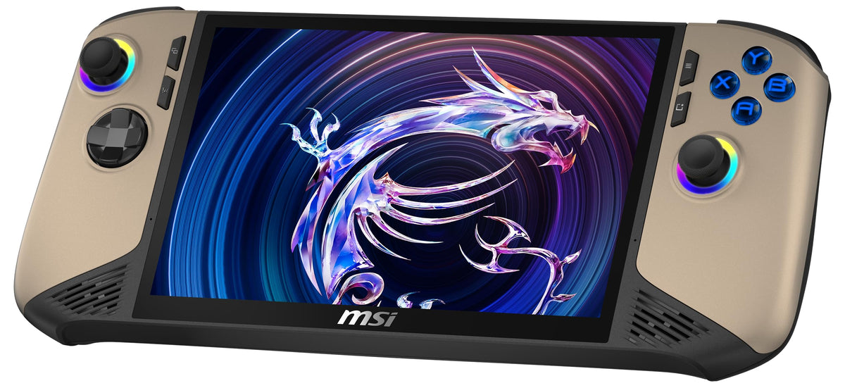 MSI Claw 8 AI+ Gaming Handheld, display FHD+ de 8 inch, 120 Hz, procesor Intel Core Ultra 7 258V, 32 GB RAM, 1 TB SSD, grafică Intel Arc, Windows 11 Home, negru/Storm de nisip, A2VM-015 - 001T52-015