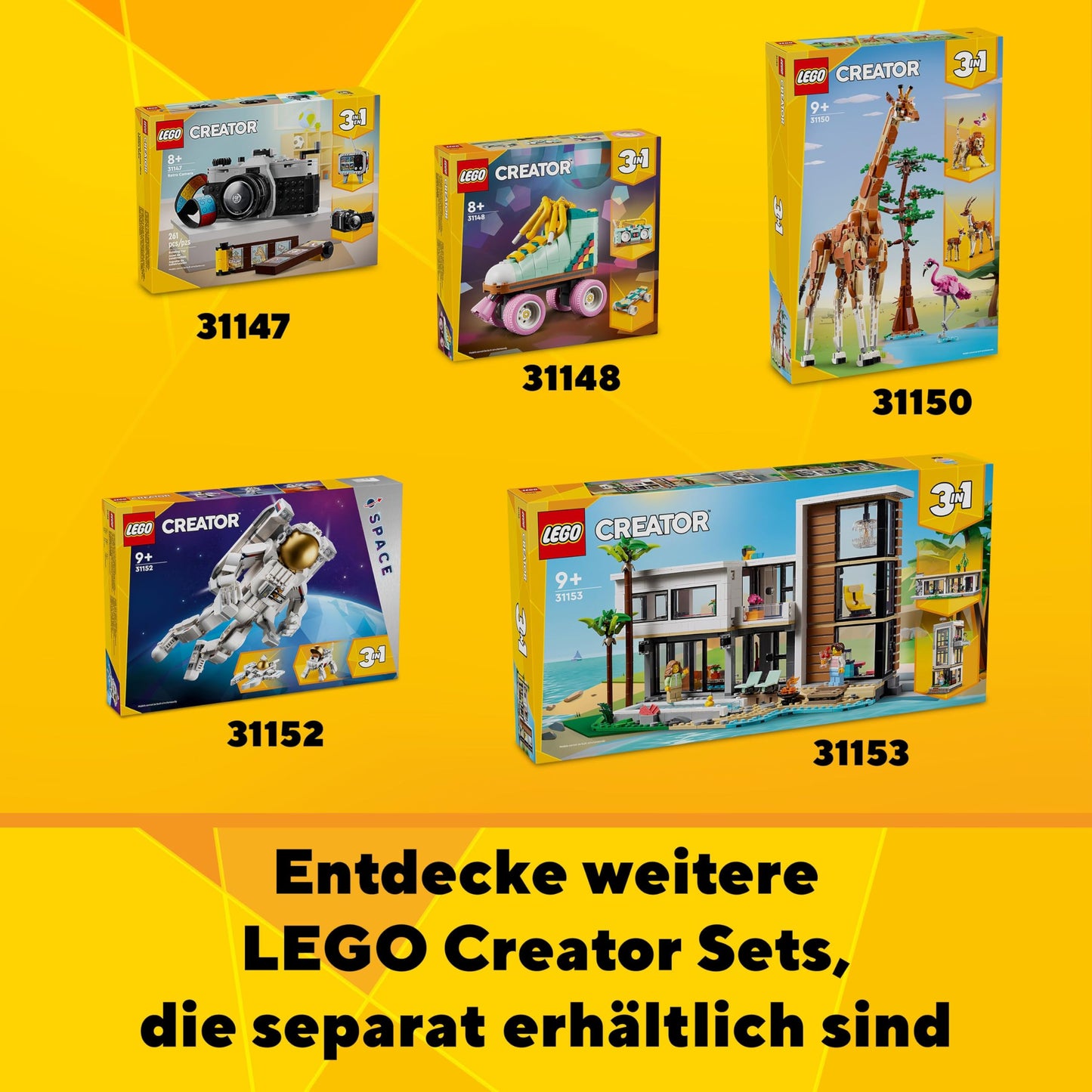 LEGO Creator 3in1 T. rex to Triceratops to Pterodactyl Toys, Dinosaur Figures for 9 Plus Year Old Boys & Girls, Posable Dino Toy Model Building Set, Birthday Gift Idea for Kids 31151