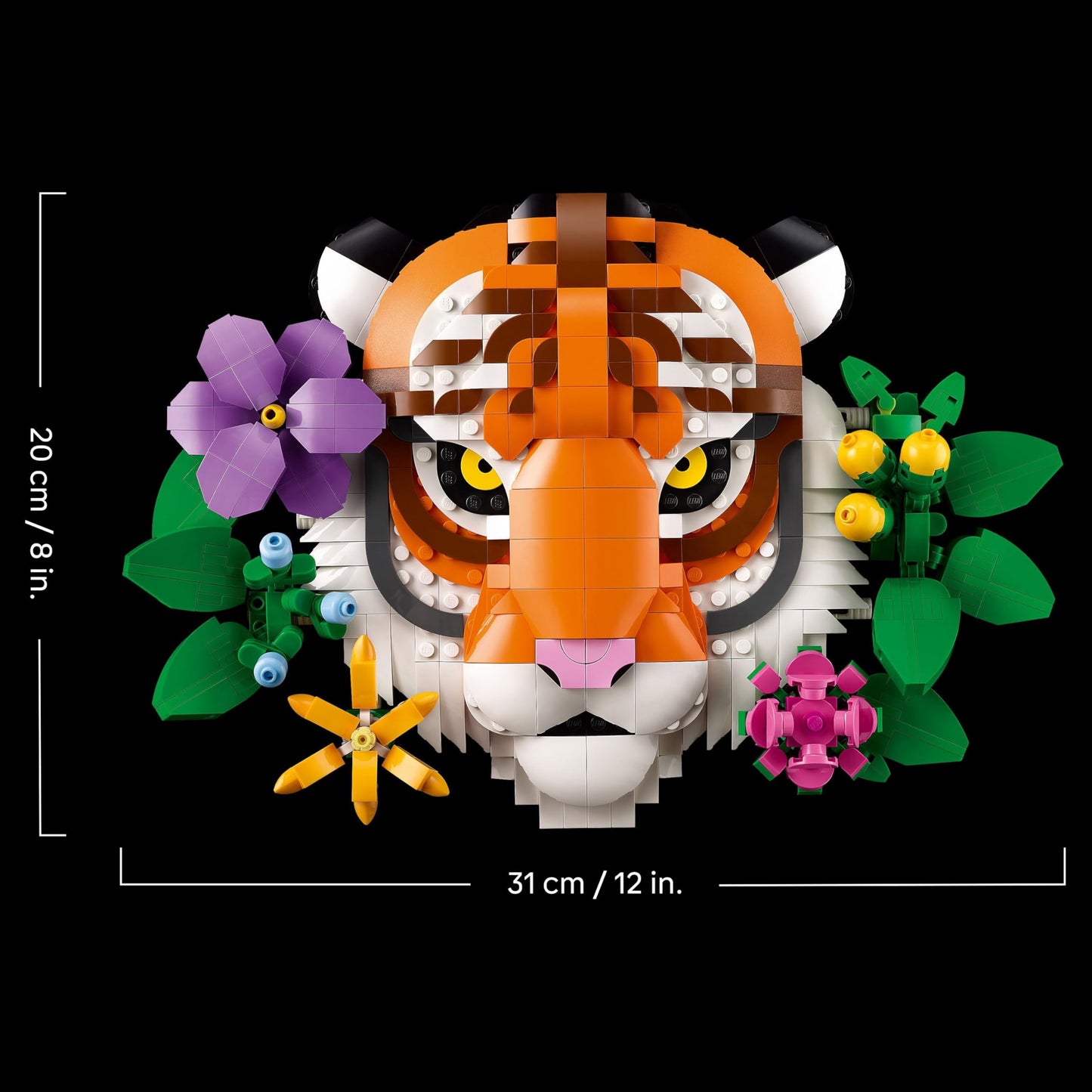 LEGO Fauna Collection - Tiger - Buildable 3D animal painting with decorative flowers made from botanicals - DIY decoration set for home or office for adults - Creative gift idea - 31217
