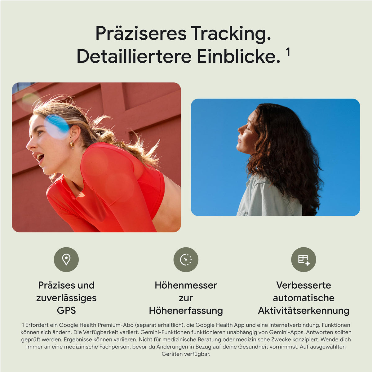 Google Fitbit Edge Gehäuse în Polished Silver/Sportarmband în Fog - GA11584-EU