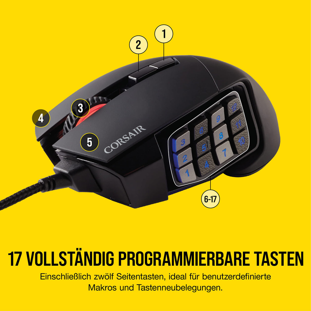 Corsair Scimitar RGB Elite Wired MOBA/MMO Gaming Mouse - Black - CH-9304211-EU