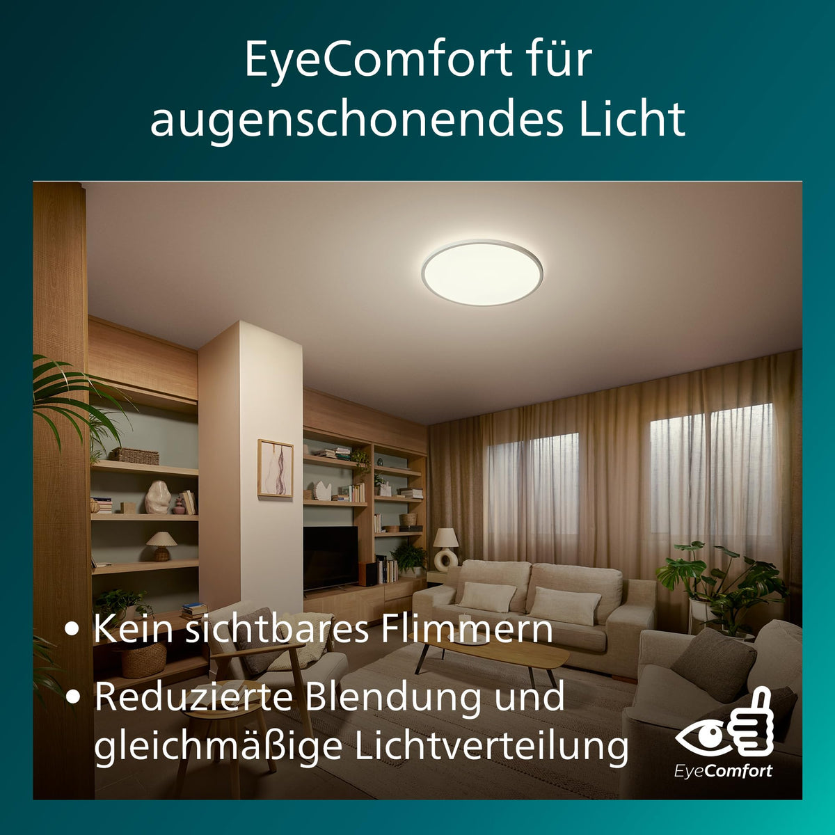 Philips LED Superslim Ceiling Light with Remote Control, 29.1 cm, Black - 929004677201