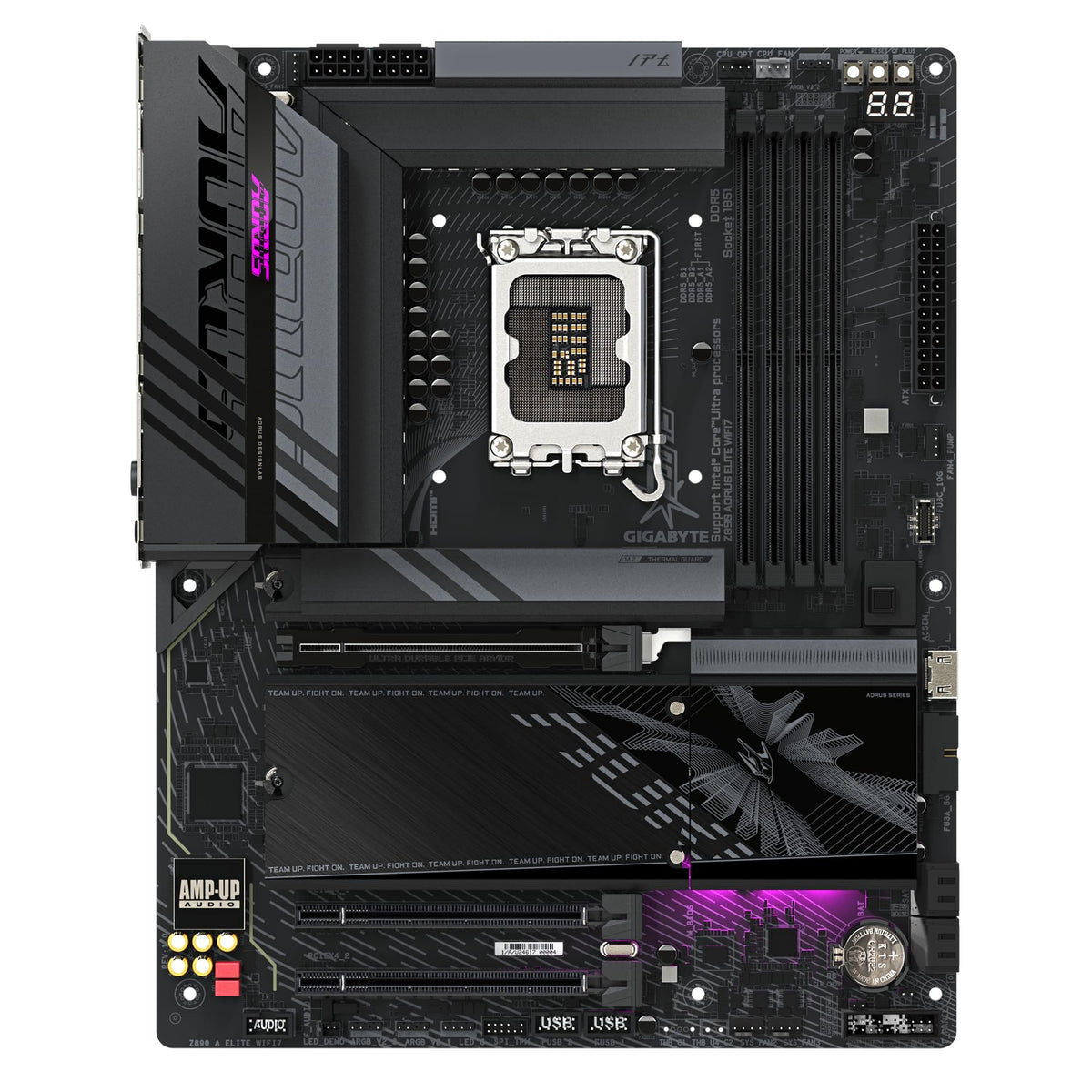 Placa de bază GIGABYTE Z890 AORUS Elite WIFI7 - Suportă procesoare Intel Core Ultra (Seria 2), VRM cu 16+1+2 faze, până la 8800MHz DDR5 (OC), 1xPCIe 5.0 + 3xPCIe 4.0, Wi-Fi 7, LAN 2.5GbE, Thunderbolt 4
