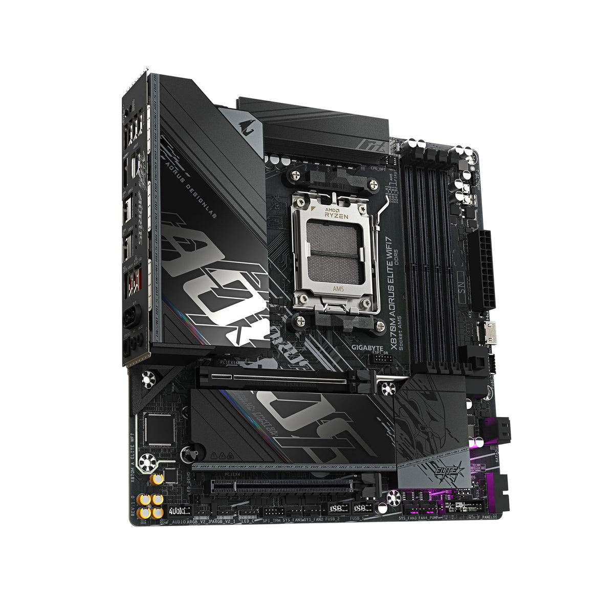 GIGABYTE X870M AORUS Elite WIFI7 Mainboard – Supports AMD Ryzen 9000 CPUs, Digital 14+2+2 Phase VRM, up to 8200 MHz DDR5 (OC), 1 x PCIe 5.0 + 1 x PCIe 4.0, Wi-Fi 7, 2.5 GbE LAN, USB 4