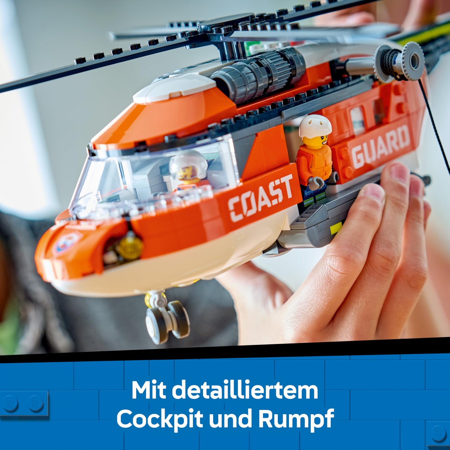 LEGO City Coast Guard Helicopter - Toy Emergency Vehicle - Model Building with Sliding Doors, Winch, 4 Minifigures and Shark Figure - Birthday Gift for Boys Ages 7 and Up - 60503