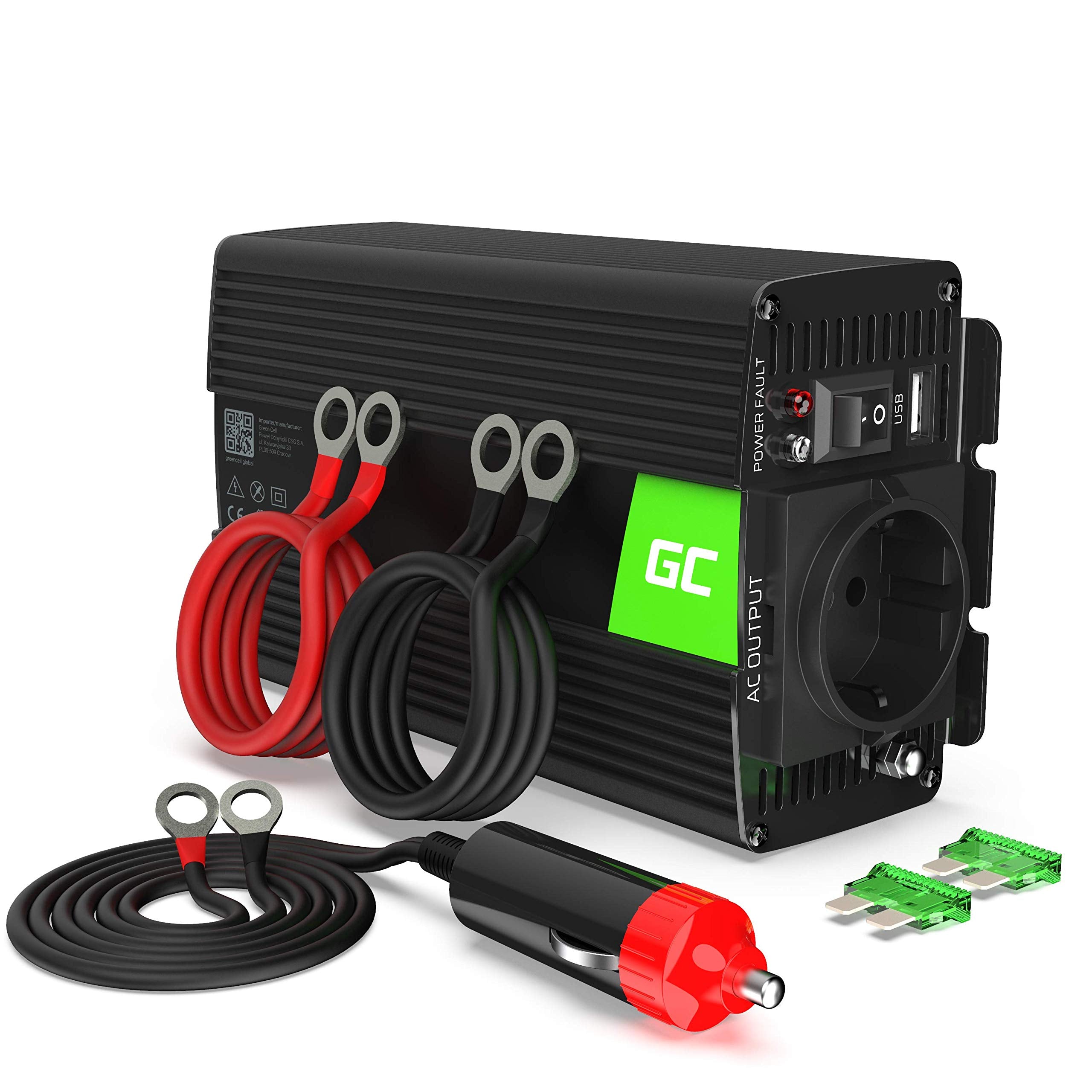 Green Cell® 300W/600W 12V to 230V Sine Wave Volt Car Voltage Converter Inverter Power Solar Inverter DC AC Converter Current Converter Caravan Car Modified Sine Cigarette Lighter Socket - INV01DE