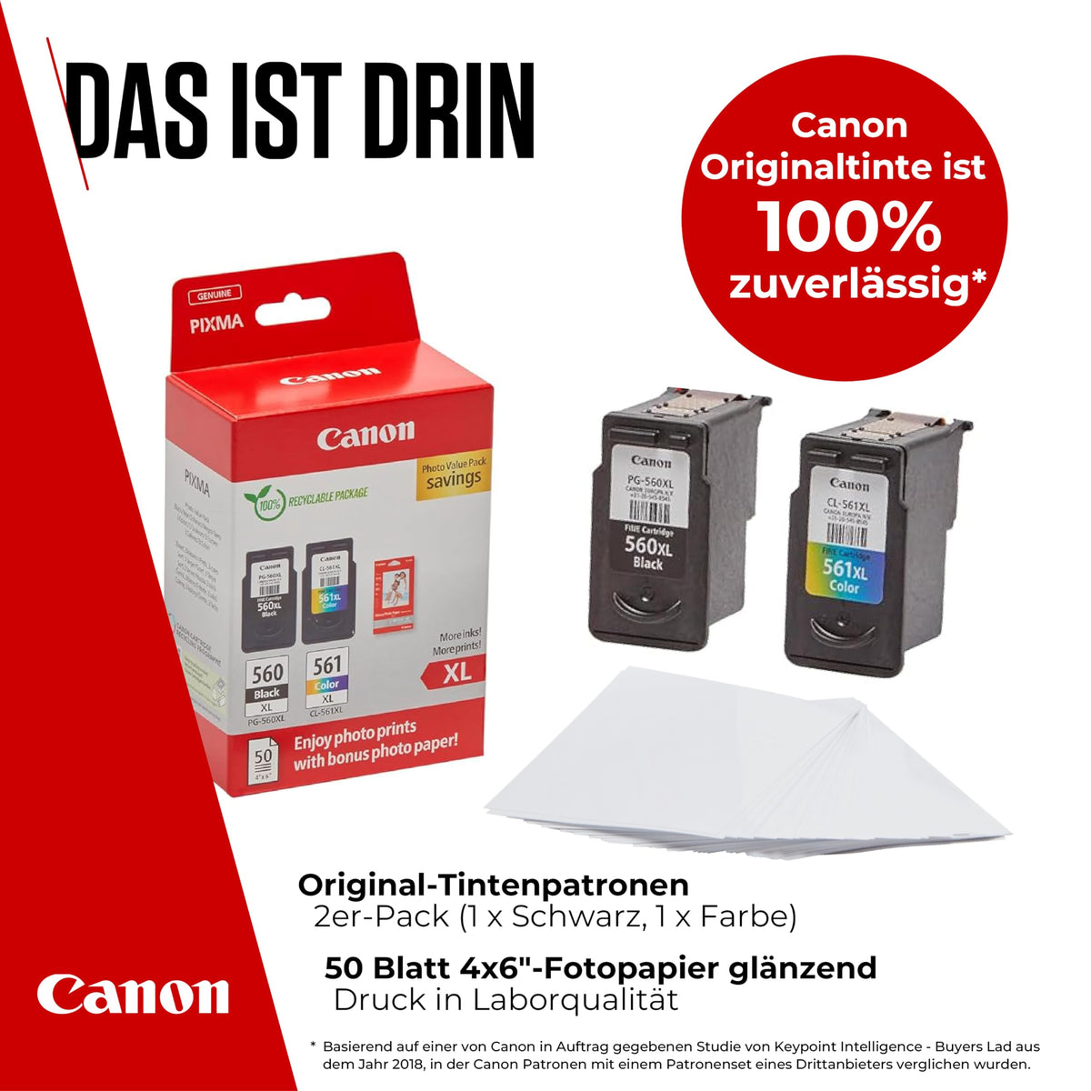 Canon PG-560XL + CL-561XL FINE Original XL Ink Cartridges + Photo Paper - 3712C008