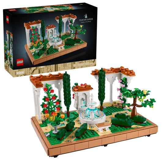 LEGO Icons Fountain Garden - Miniature building set for adults with arcades, cypresses, trees, vines, flowers - Creative gift idea for a birthday, housewarming for women, men - 10359