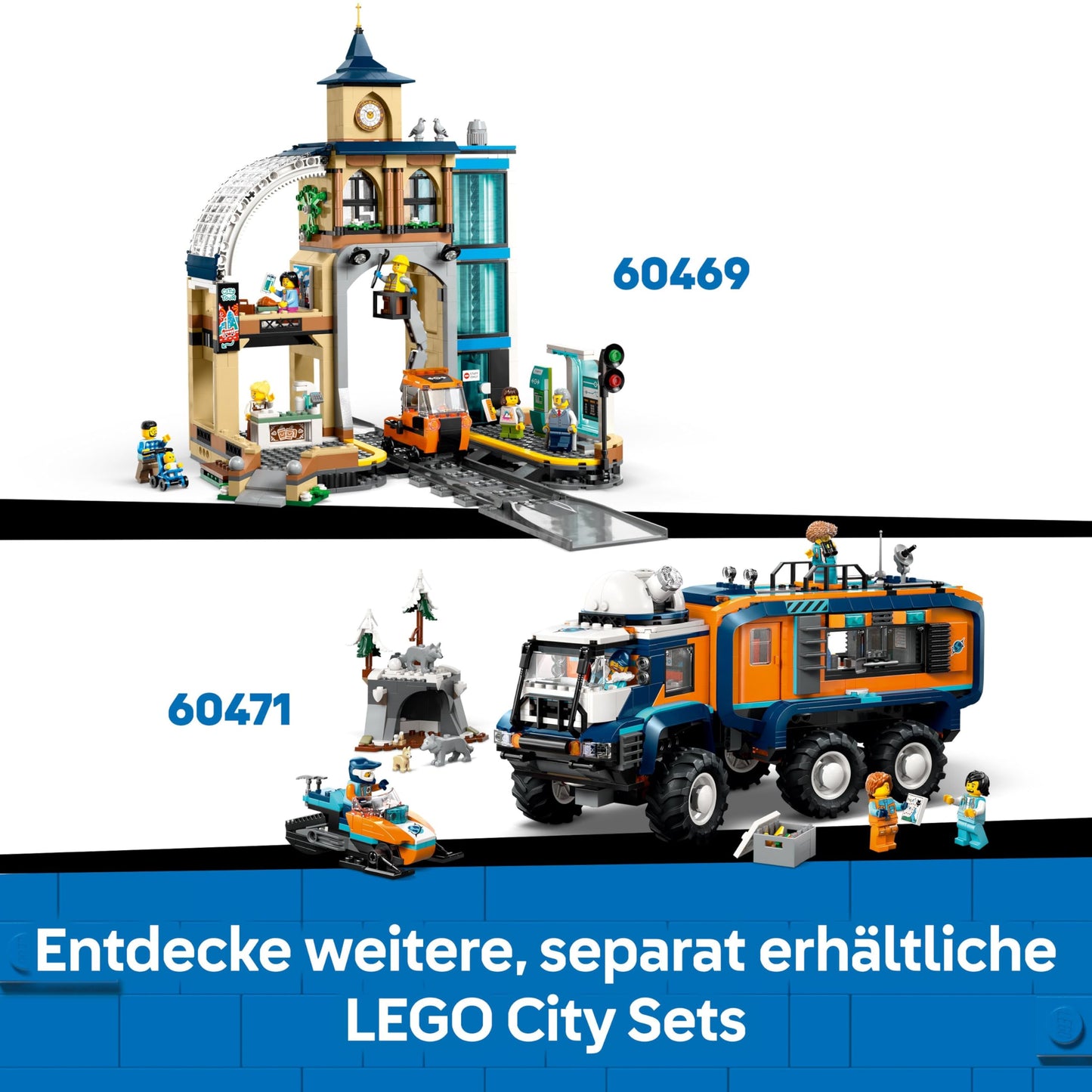 LEGO City Trains Arctic Polar Express - toy with remote-controlled train - snow plow, 22 track segments, 6 minifigures & rock slide function - gift for boys and girls aged 7 and up - 60470