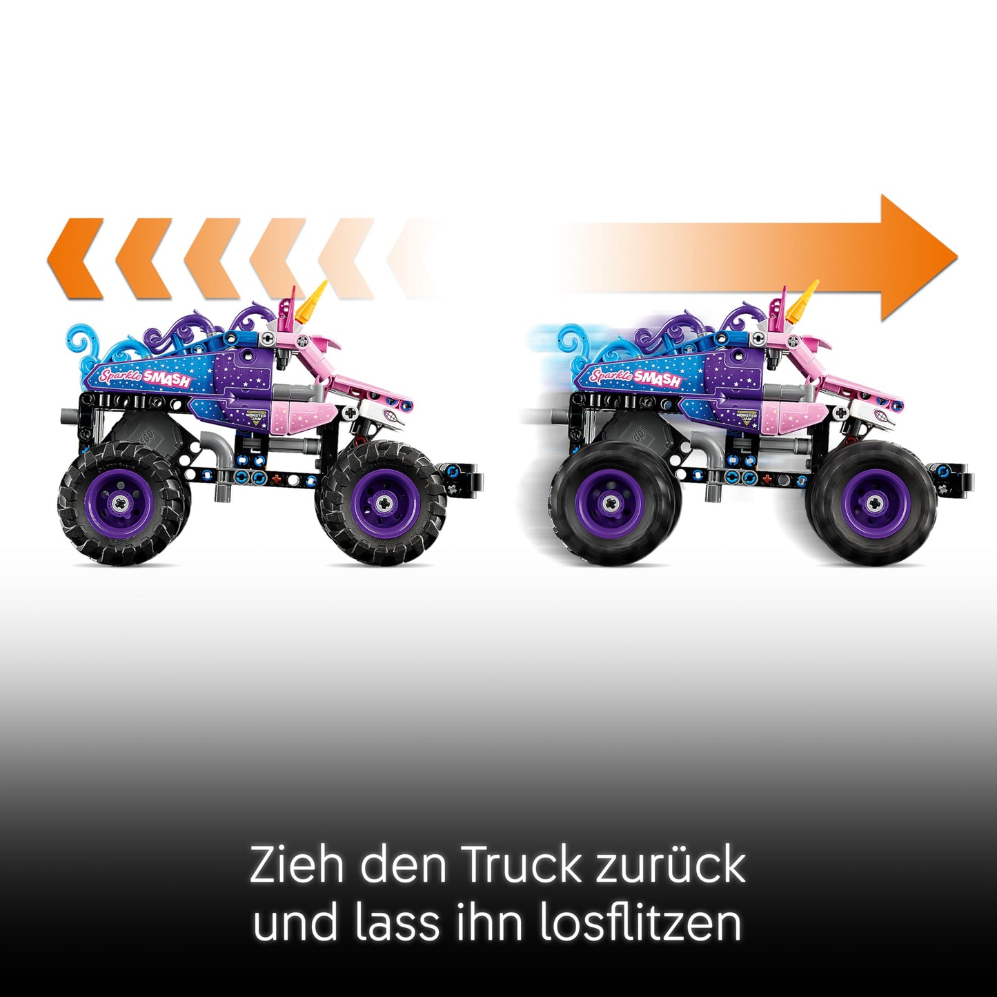 LEGO Technic Monster Jam Sparkle Smash with pull-back motor - Technic monster truck & unicorn monster truck toy - creative gift for children, girls and boys aged 7 and up - 42220