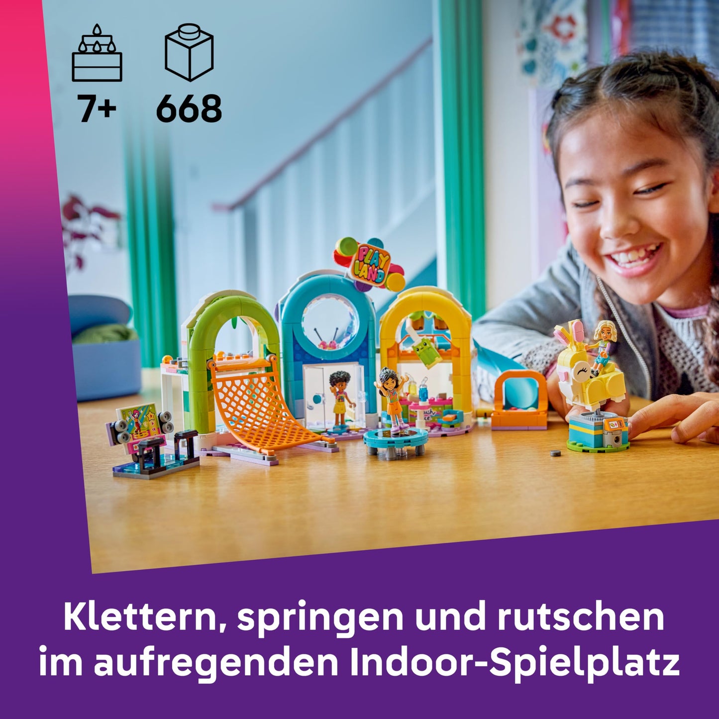 LEGO Friends Cool Indoor Playground - Toy with Slide, Ball Pit, Carousel, Snack Bar, 3 Mini Dolls & Accessories - Birthday Gift for Girls Ages 7 and Up - 42686