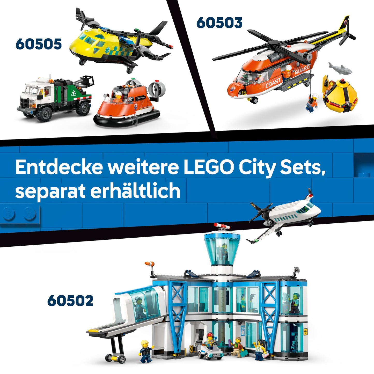 LEGO City Coast Guard Rescue Boat with Helicopter - Toy Emergency Vehicle - Set with Floating Ship, 5 Minifigures and Dog Figure - Birthday Gift for Boys Ages 7 and Up - 60504