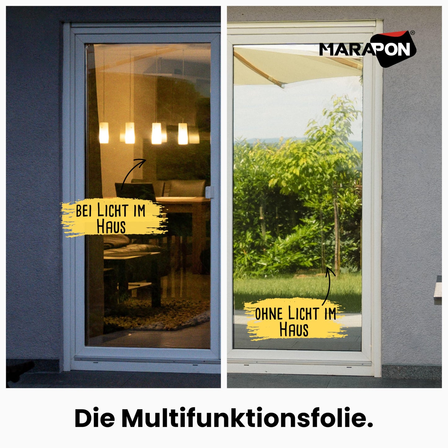 MARAPON mirror film window privacy screen silver 0.60x50 m window film opaque from the outside during the day sun protection film window inside UV protection static adhesive heat protection heat protection interior installation - M6050-MS-WS