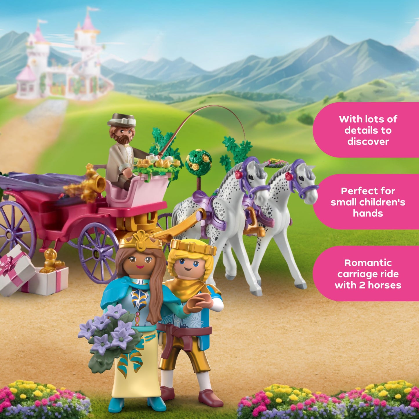 PLAYMOBIL | Princess Magic | Carriage ride with princess and prince | Princess toy | Fairytale toys for children aged 4 and up | 71846
