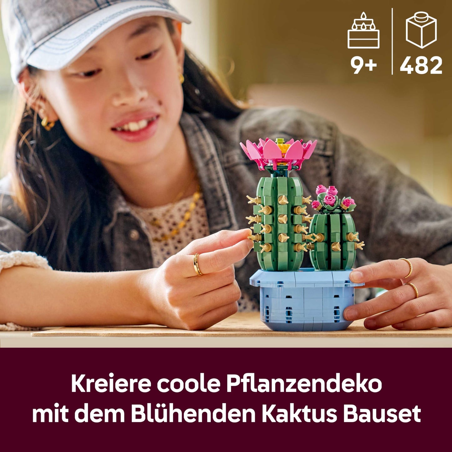 LEGO Botanicals Blooming Cactus - Set with artificial plant with 2 cacti and artificial flowers - DIY decoration - birthday gift idea for girls aged 9 and up & adult plant lovers - 11509