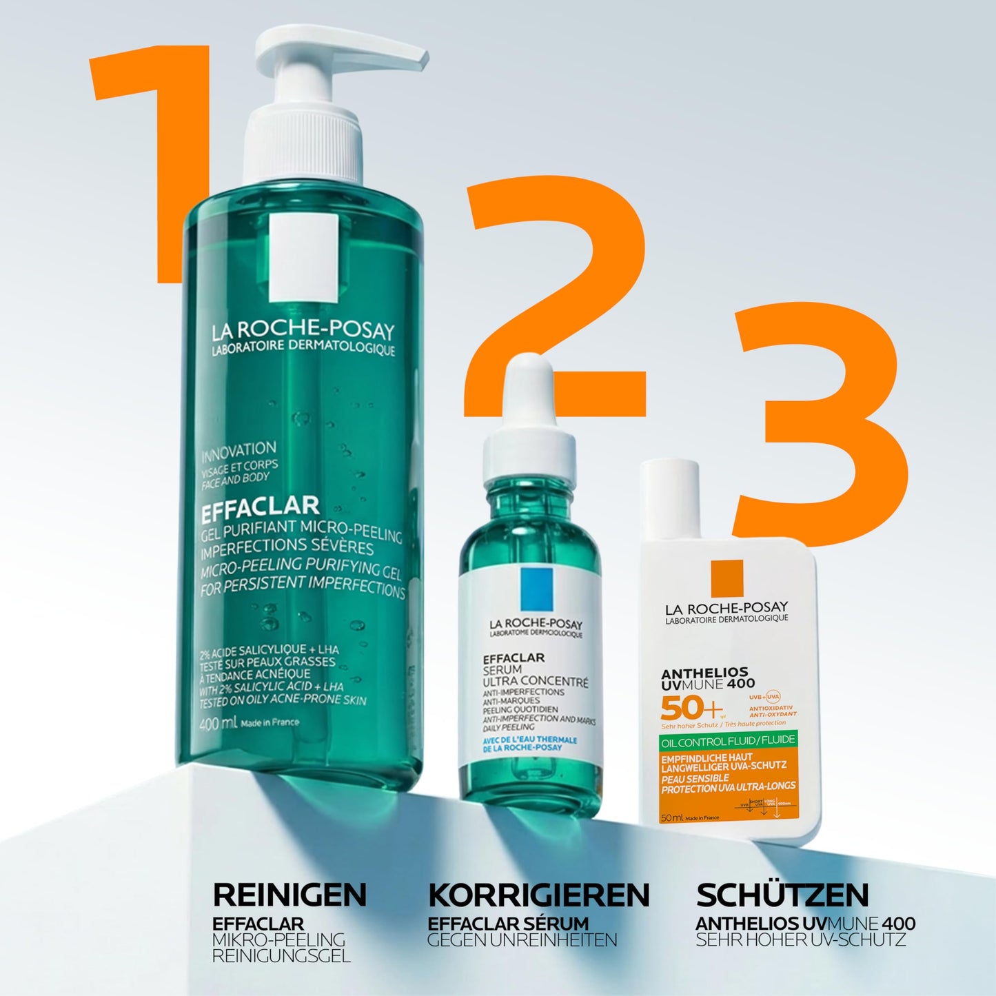 La Roche Posay sun fluid, for the face and oily skin, transparent and mattifying, with Airlicium technology, fragrance-free, Anthelios UVmune 400 Oil Control Fluid SPF 50+, 50 ml - 3337875847292