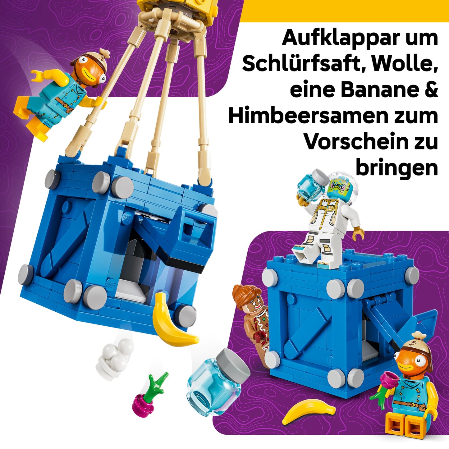 LEGO Fortnite stock delivery - toy with minifigures fish sticks, Leviathan & gingerbread gunner, accessories including sipping juice - gaming decoration - gift for boys, girls aged 10 and over - 77080