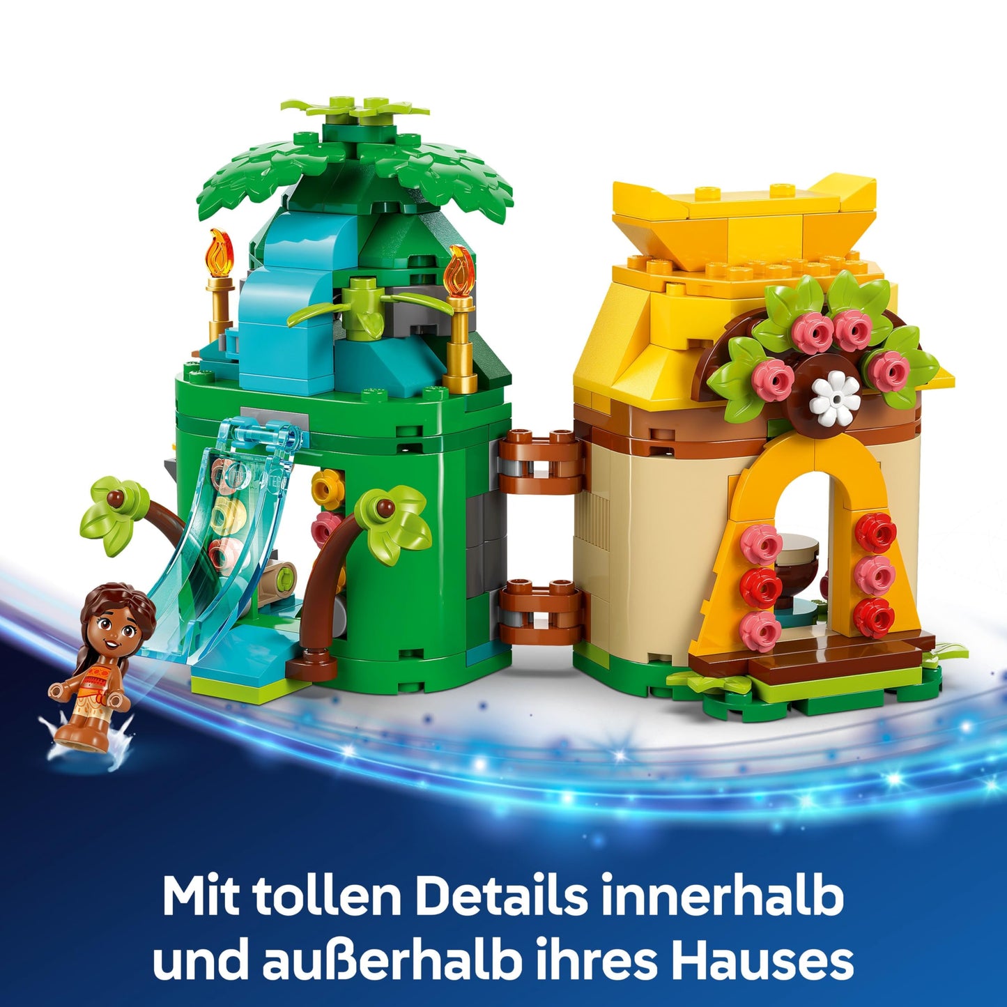 LEGO ǀ Disney Moana 2: Moana's Island Fun - Toy with 2 minifigures, a playhouse, a water slide & accessories - children's play set - birthday gift for girls aged 5 and over - 43260