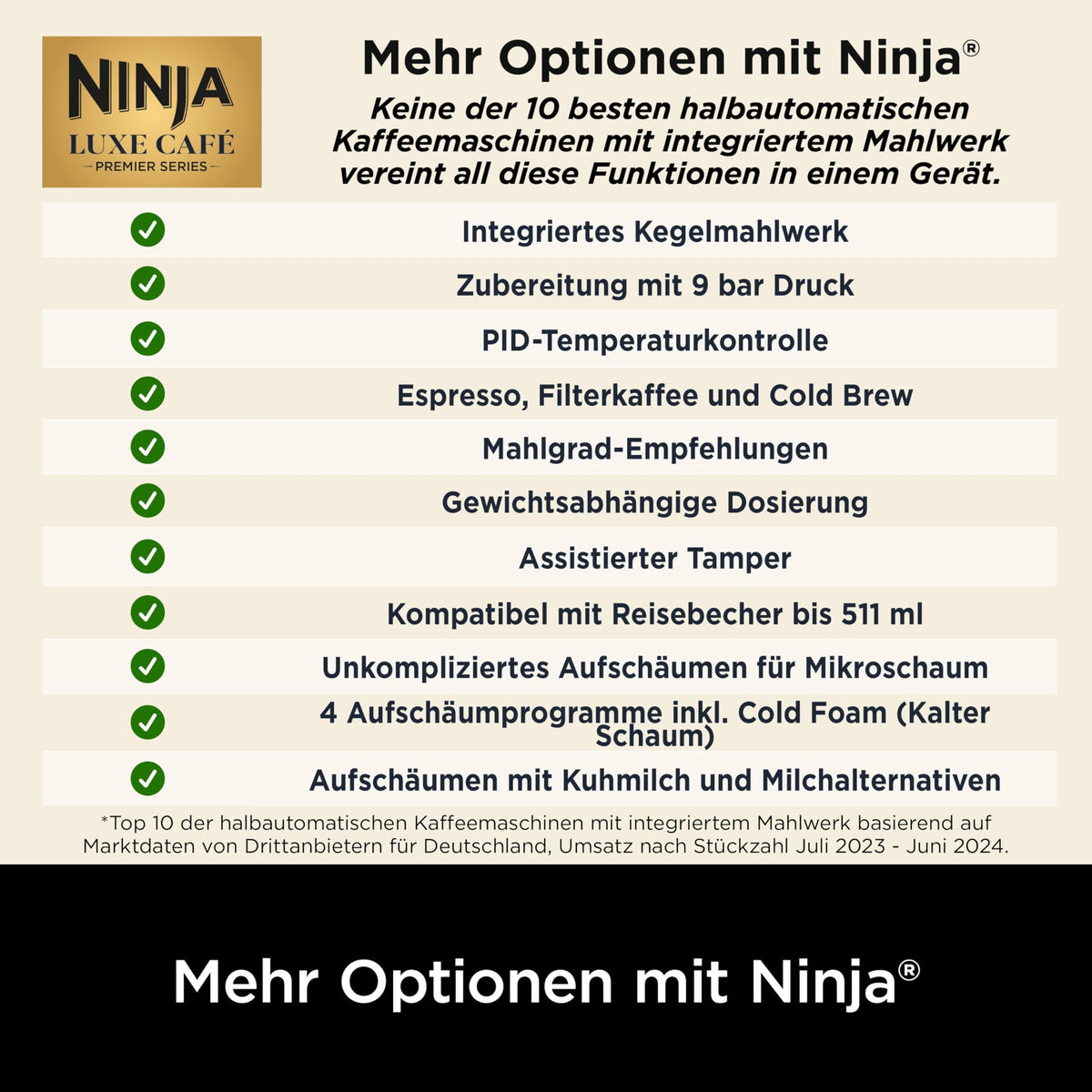 Ninja Luxe Premier 3-in-1-Masina de cafea Negru de miezul nopții ES601EUBK