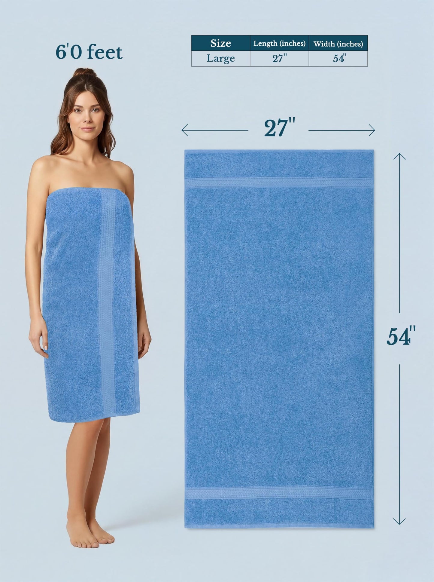 Utopia Towels 4-Pack Bath Towel Set, 69 x 137 cm, Electric Blue - UT0562