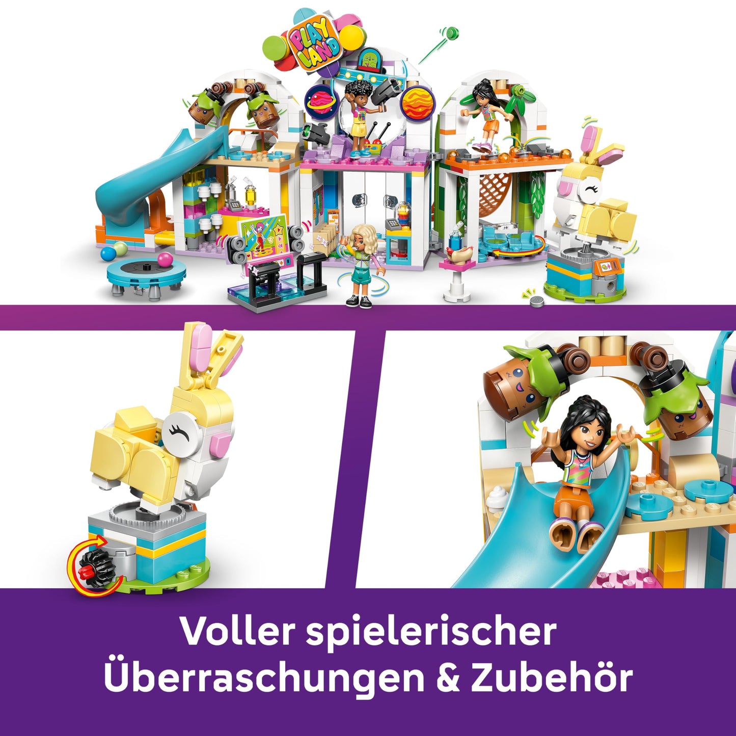 LEGO Friends Cool Indoor Playground - Toy with Slide, Ball Pit, Carousel, Snack Bar, 3 Mini Dolls & Accessories - Birthday Gift for Girls Ages 7 and Up - 42686