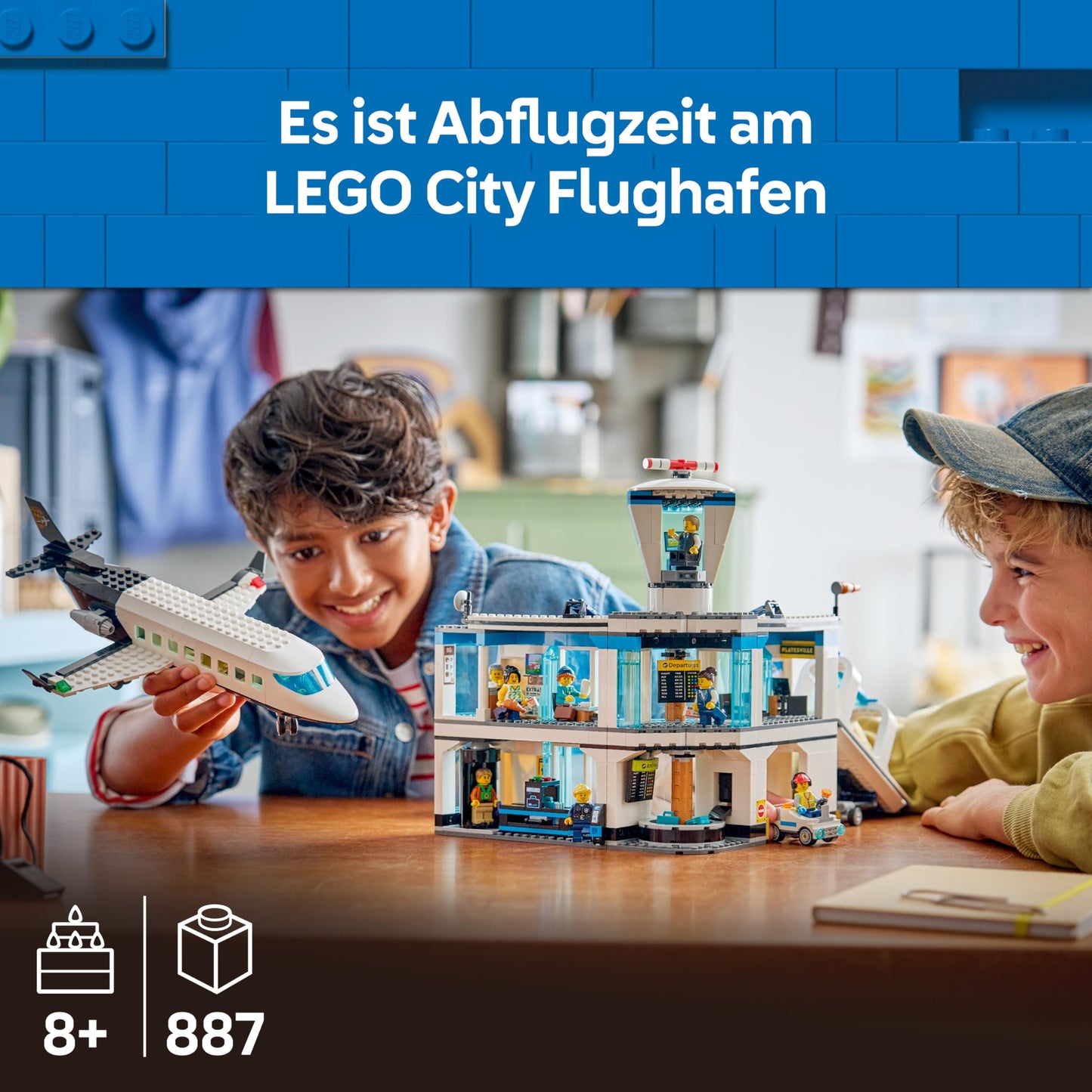 LEGO City Airport with Airplane - Toy Miniature Model Building with Terminal, Airplane, Tow Vehicle, Passenger Bridge, 9 Minifigures & Accessories - Birthday Gift for Boys Ages 8 and Up - 60502