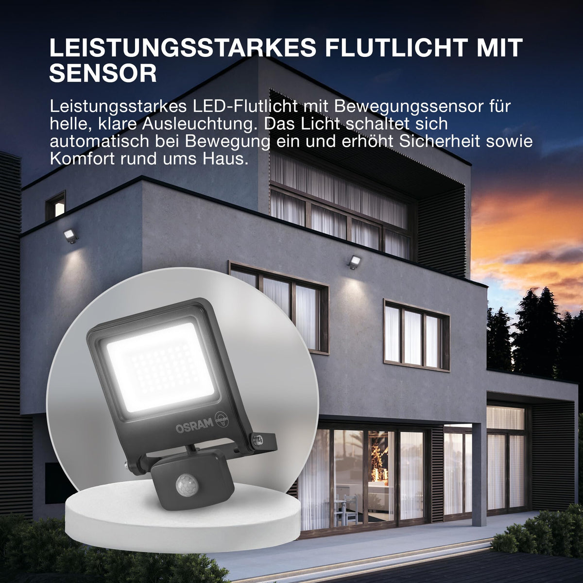 Osram ENDURA Flood Sensor Outdoor Spotlight 30W 4000K Gray IP65 - 4099854659423