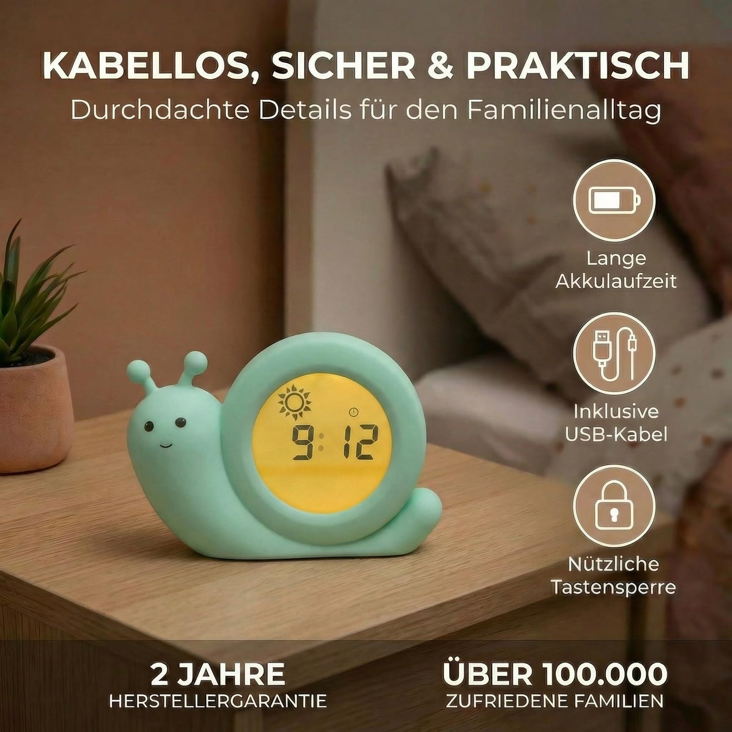Alecto BC110GN Simon - alarm clock children - children's alarm clock - sleep trainer children