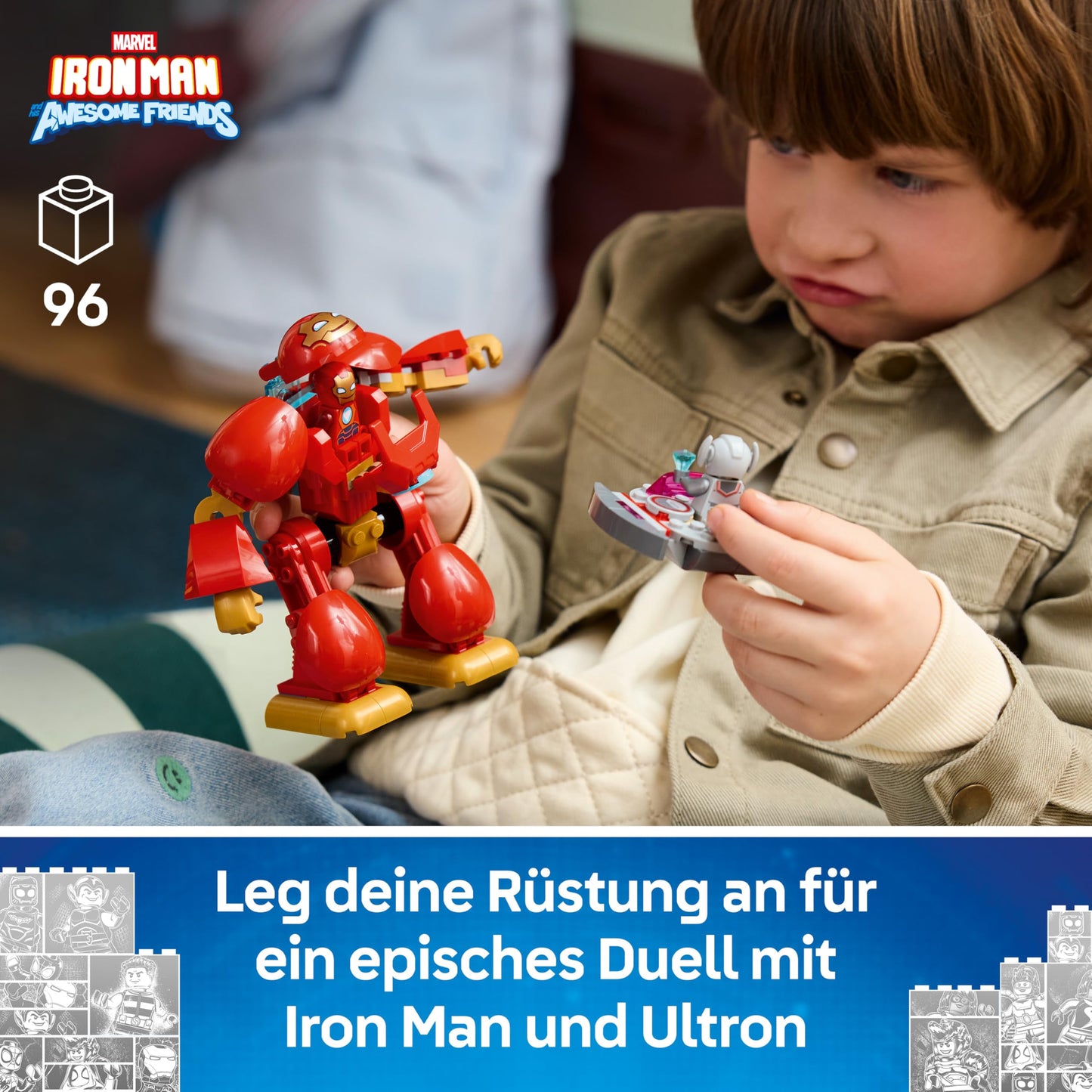 LEGO ǀ Marvel Iron Man and his fantastic friends Ultron vs. Iron Man - superhero toy with mech action figure & 2 minifigures - gift for boys aged 4 and up & fans of the series - 11209