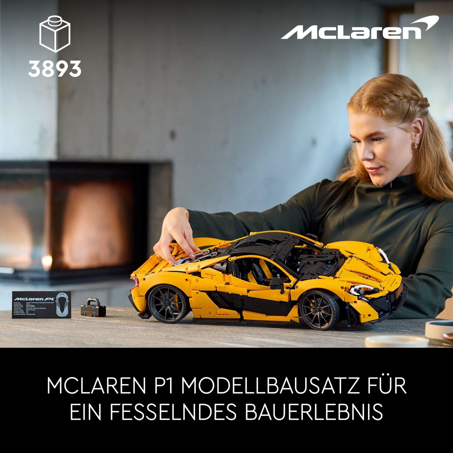 LEGO Technic McLaren P1, super sports car set for adults, gift for car fans, scale collector's item with V8 piston engine and 7-speed gearbox, model car, toy car set 42172