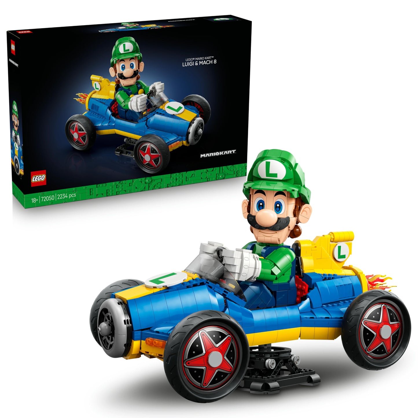 LEGO Super Mario: Mario Kart: Luigi & Turbo Speedster - Nintendo Figure and Car Model Building for Adults - Collectable Gaming Merch - Gift Idea for Men, Women and Fans - 72050