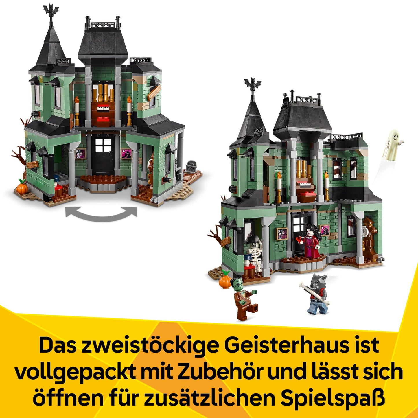 LEGO Creator Haunted House - 3-in-1 toy with house - building set that can be converted into a ship or train - with 5 spooky minifigures - cool Halloween gift for boys and girls aged 9 and up - 31167