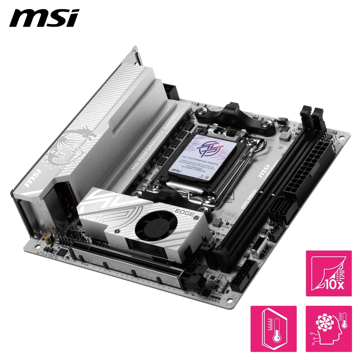 MSI MPG B850I Edge TI WiFi Motherboard, ATX - Supports AMD Ryzen 9000/8000/7000 processors, AM5-90A SPS VRM, DDR5 Memory Boost (8200+MT/s OC), PCIe 5.0 x16, M.2 Gen5, Wi-Fi 7, 5G LAN