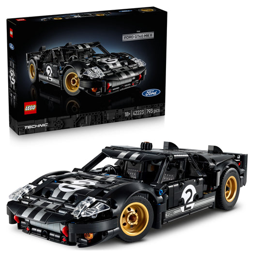 LEGO Technic 1966 Ford GT40 MKII racing car - building set for adults - collectible model car with steering and V8 engine - racing car for display and play - gift for men and women - 42223