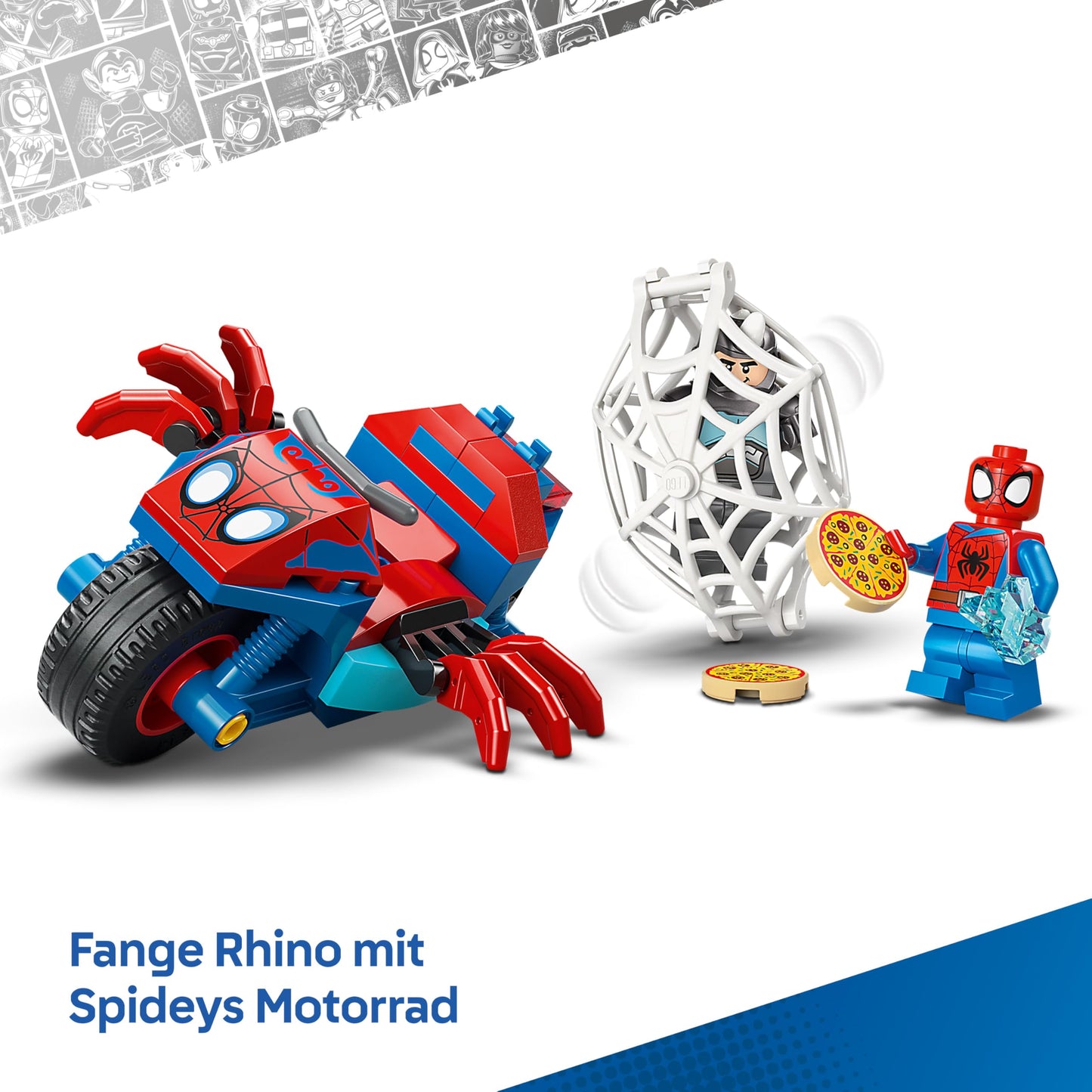 LEGO ǀ Marvel Spidey and his super friends Spidey on motorcycle vs. Rhino - superhero toy with motorcycle and 2 minifigures - gift for boys aged 4 and up and fans of the series - 11206
