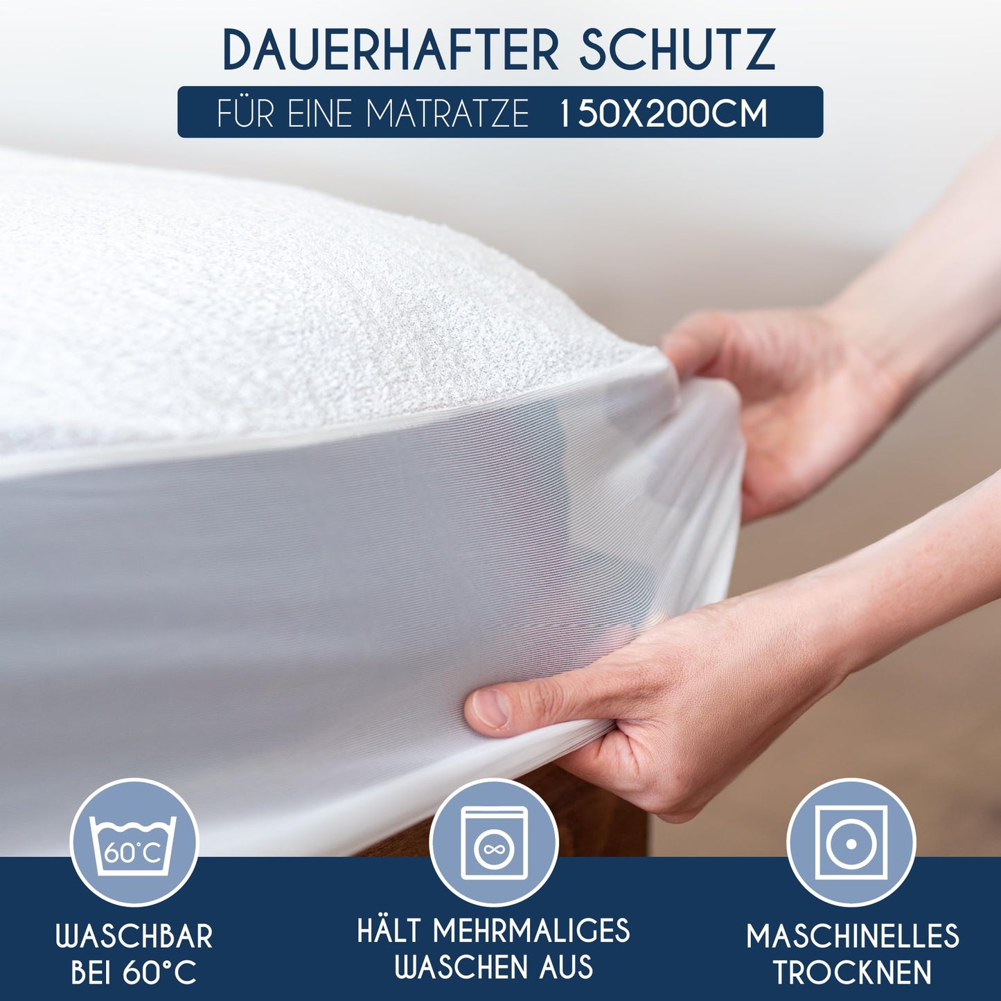 Dreamzie mattress protector 150x200 cm waterproof - mattress protector soft, hypoallergenic and breathable - Oeko-Tex certified - DZ_PM_150x200_V2