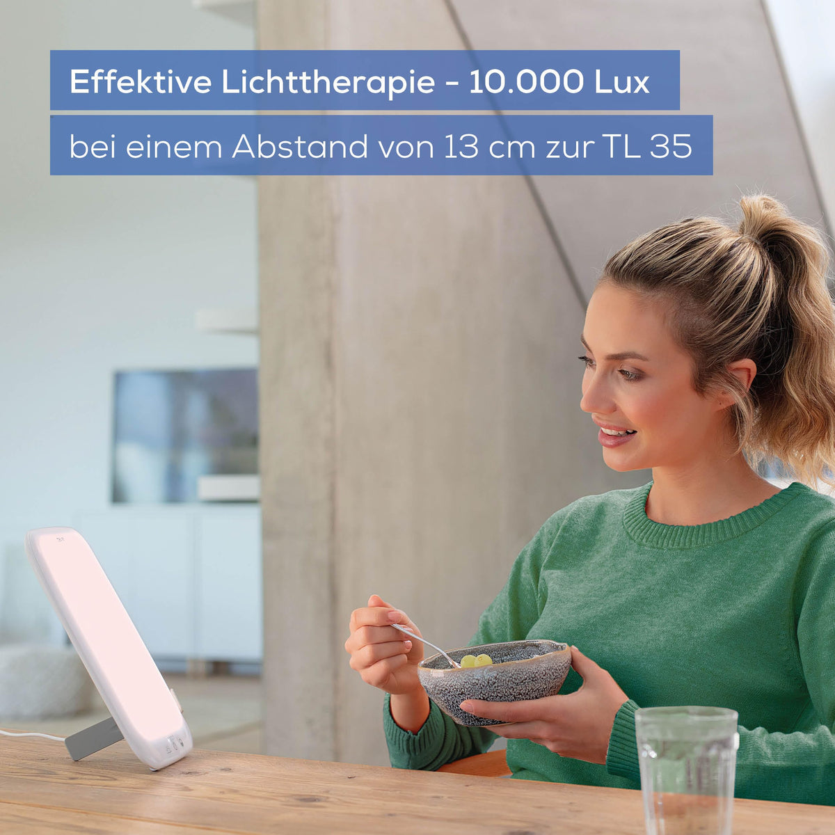 Beurer TL 35 Daylight Lamp, simulates daylight with 3 color temperatures for a regulated day-night rhythm, 10,000 Lux, medical device, detachable stand, with dimmer, white. - 10065