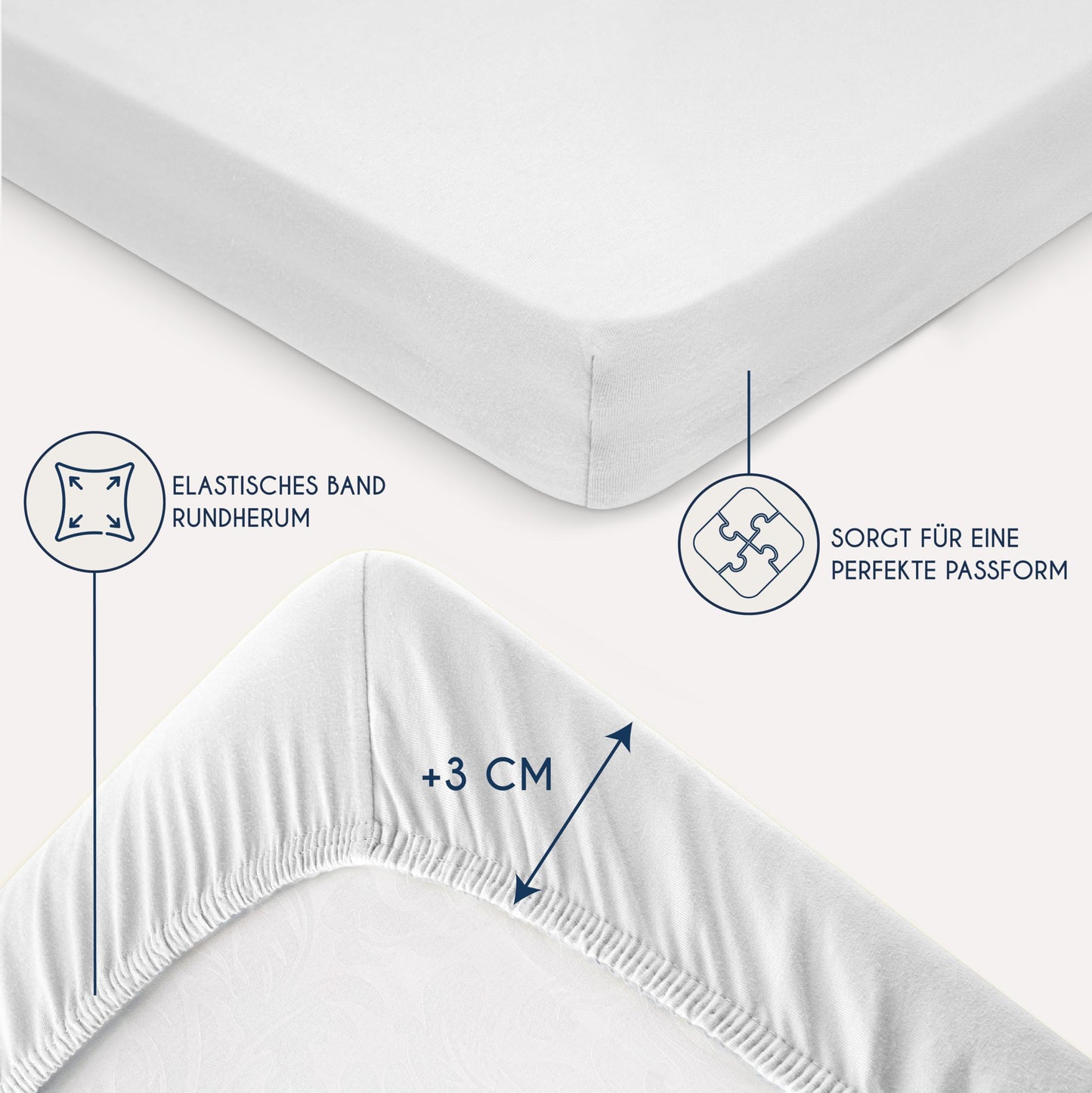 Dreamzie - fitted sheet 200x200cm - cotton Oeko Tex certified - white - 100% jersey fitted sheet 200x200 - DHC_200x200_Wh_2