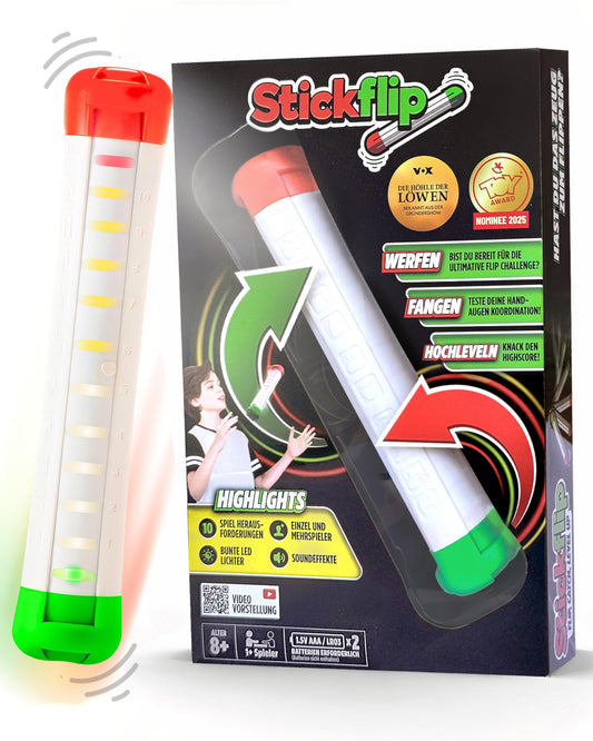 Stickflip How many flips can you throw? | The Self-Counting Flip Challenge | 10 skill games each with high scores | Cool toys for children, teenagers and adults Solo and multiplayer - IP010