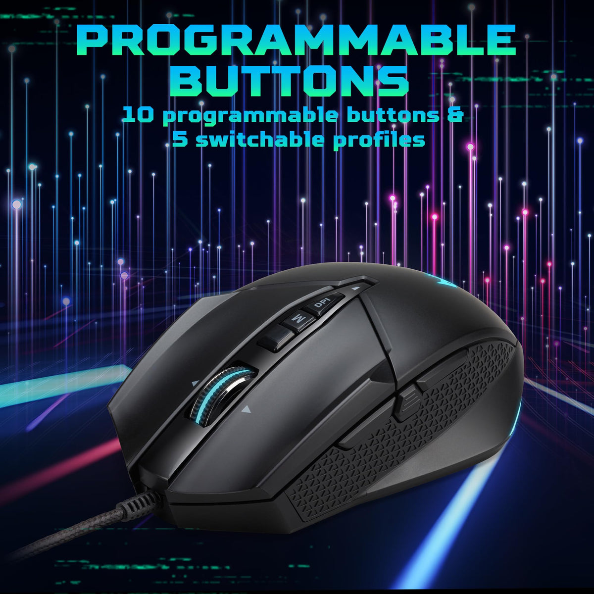 Acer Predator Cestus 335 Maus de gaming (19.000 DPI, 400 IPS Tracking, 10 taste programabile, timp de reacție de 0,5 ms, iluminare RGB), negru - GP.MCE11.02G