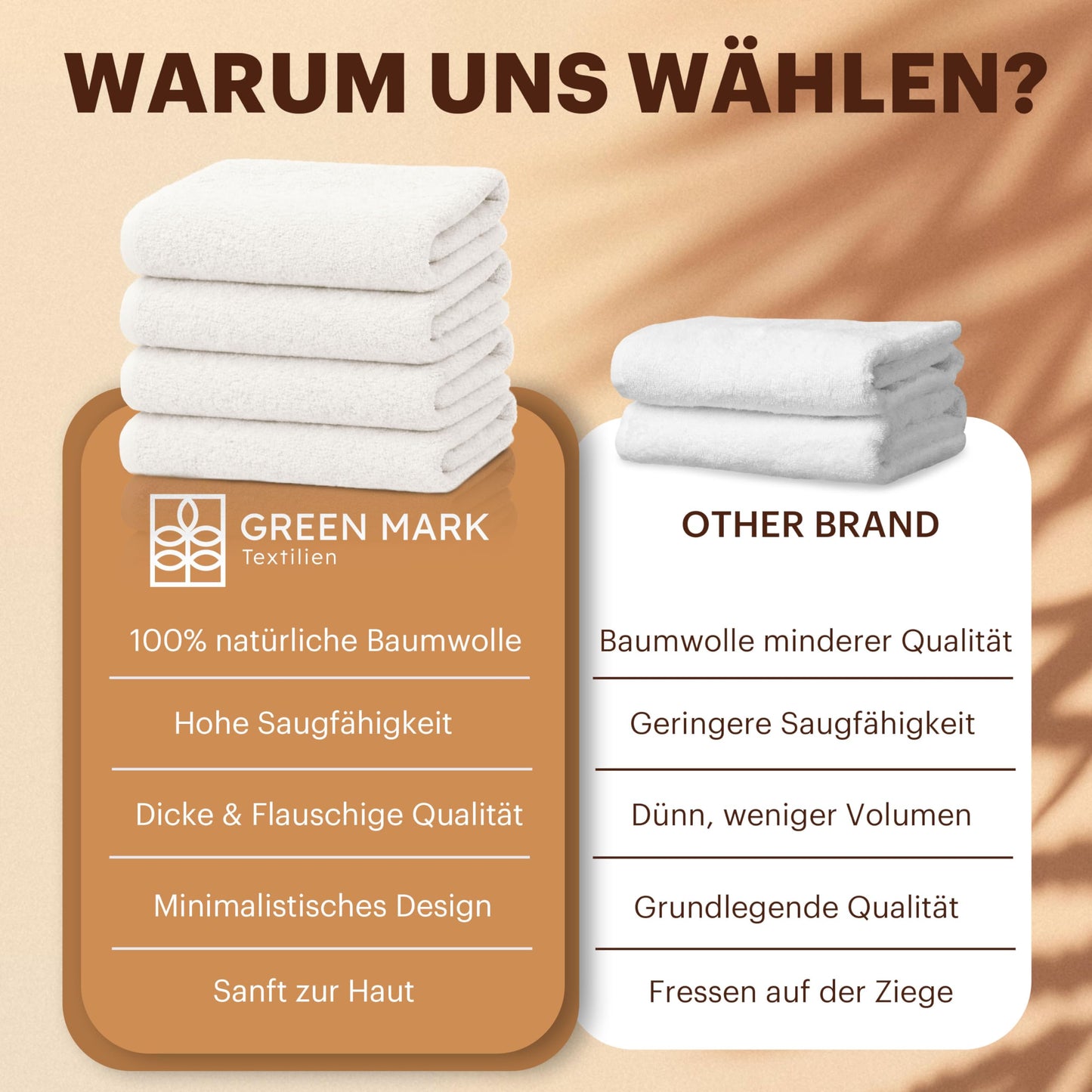 NatureMark 4-piece shower towel set - soft and absorbent shower towels made from 100% cotton, suitable for everyday use - natural/cream, 70x140 cm - 4251590104470