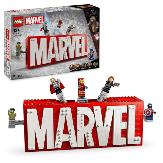 LEGO | Marvel: MARVEL logo & minifigures - collector's item including Hulk, Thor, Iron Man, Black Widow and Captain America - building set with Avengers figures - gift for boys and girls aged 12 and over - 76313