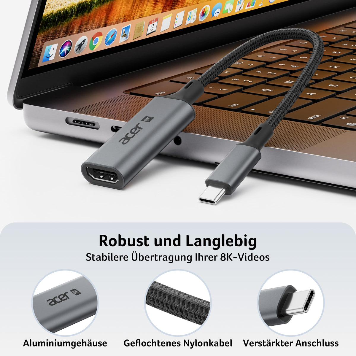 Acer USB C to HDMI 2.1 Adapter (8K@60Hz 4K@240/144/120Hz) Thunderbolt 3 4 5 - OCB69