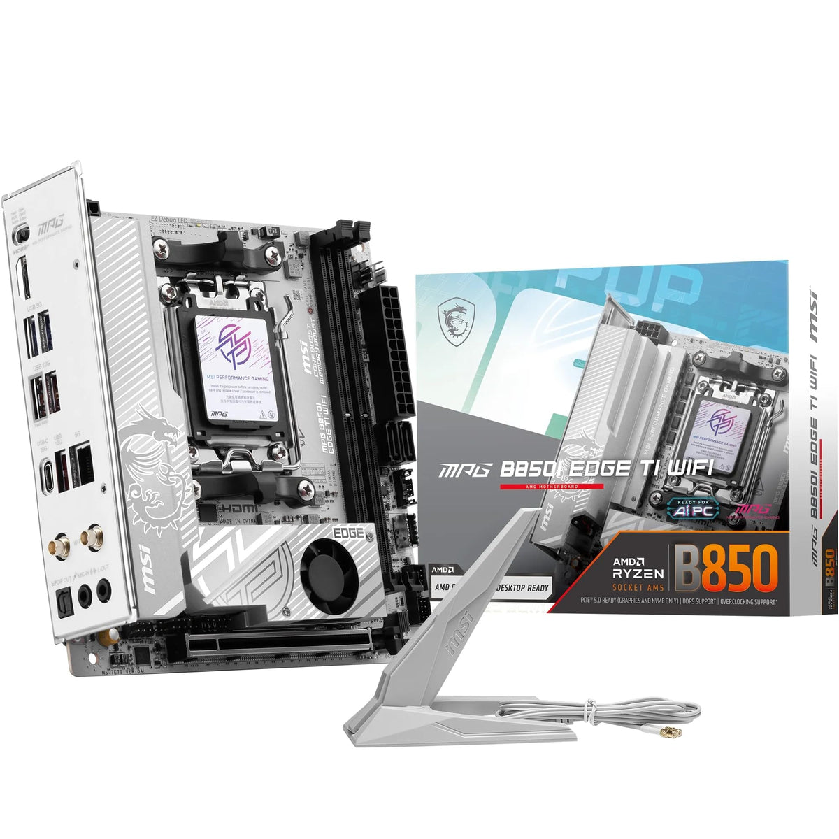 MSI MPG B850I Edge TI WiFi Motherboard, ATX - Supports AMD Ryzen 9000/8000/7000 processors, AM5-90A SPS VRM, DDR5 Memory Boost (8200+MT/s OC), PCIe 5.0 x16, M.2 Gen5, Wi-Fi 7, 5G LAN