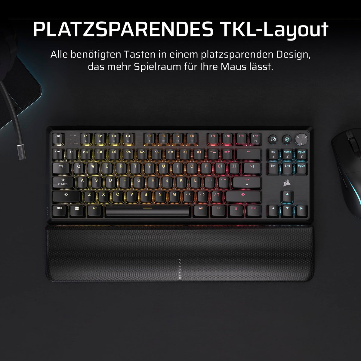 Corsair K70 CORE TKL Wireless RGB Tenkeyless Gaming Keyboard - Black - CH-914901E-DE