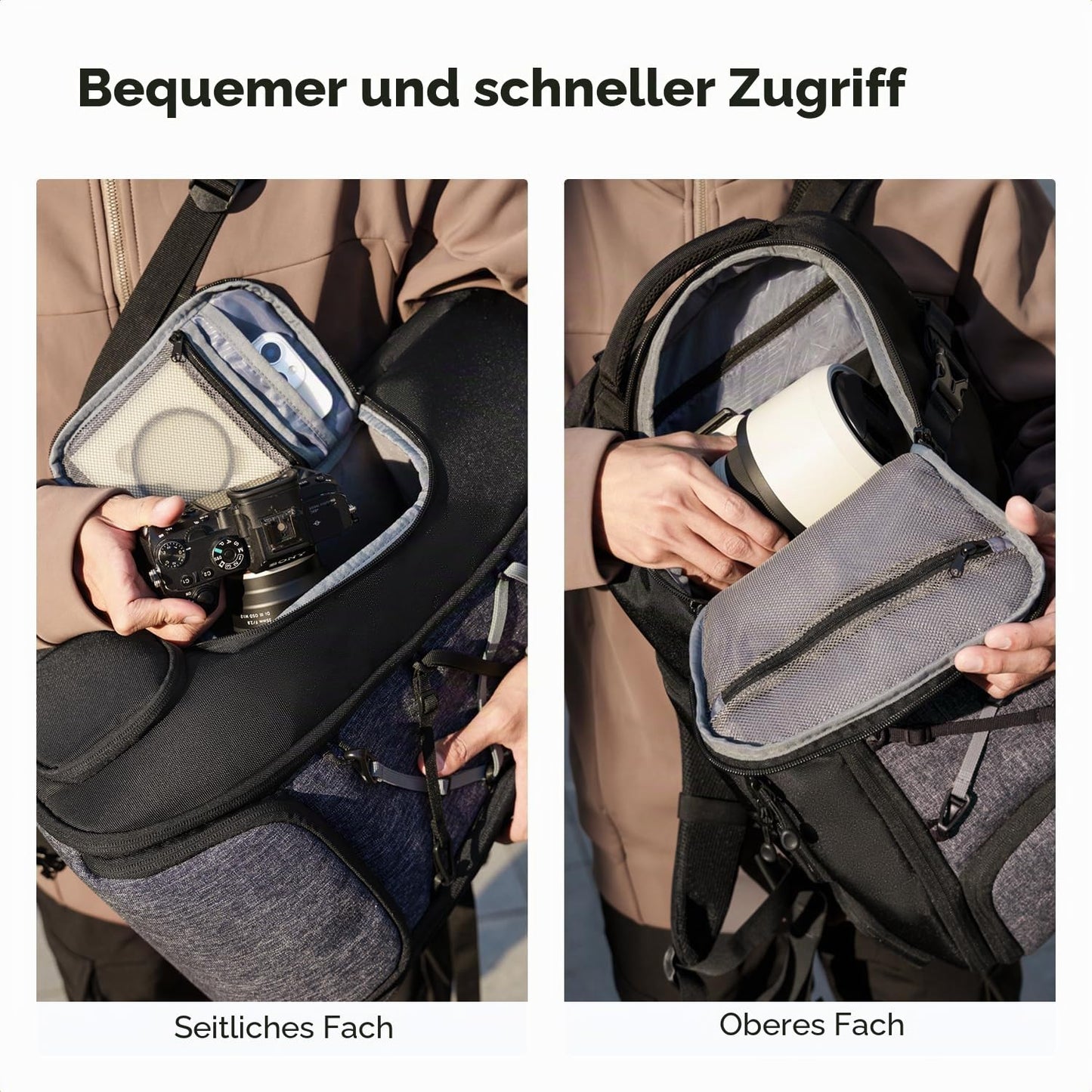 K&F CONCEPT Photo Backpack Large Camera Backpack 30L Waterproof Camera Backpack with Rain Cover for DSLR SLR SLR Cameras Tripods 16 Inch Laptop - KF13.178