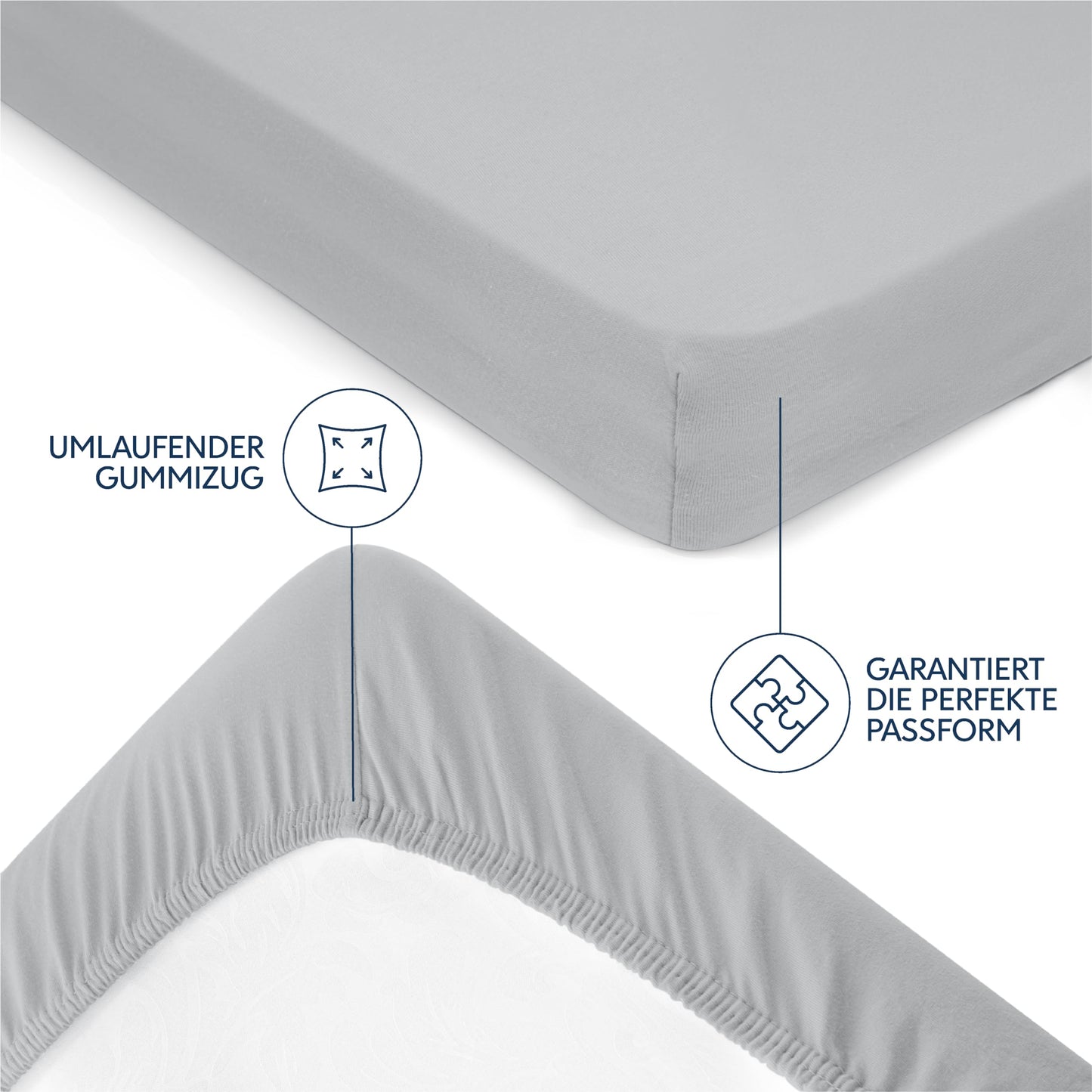 Dreamzie Premium fitted sheet 180x200 cm, fitted sheet for thick mattresses up to 27 cm, bed sheet 100% jersey cotton, 150 g/m², Oeko-TEX certified - gray - DHC_C_180x200_Gr_E