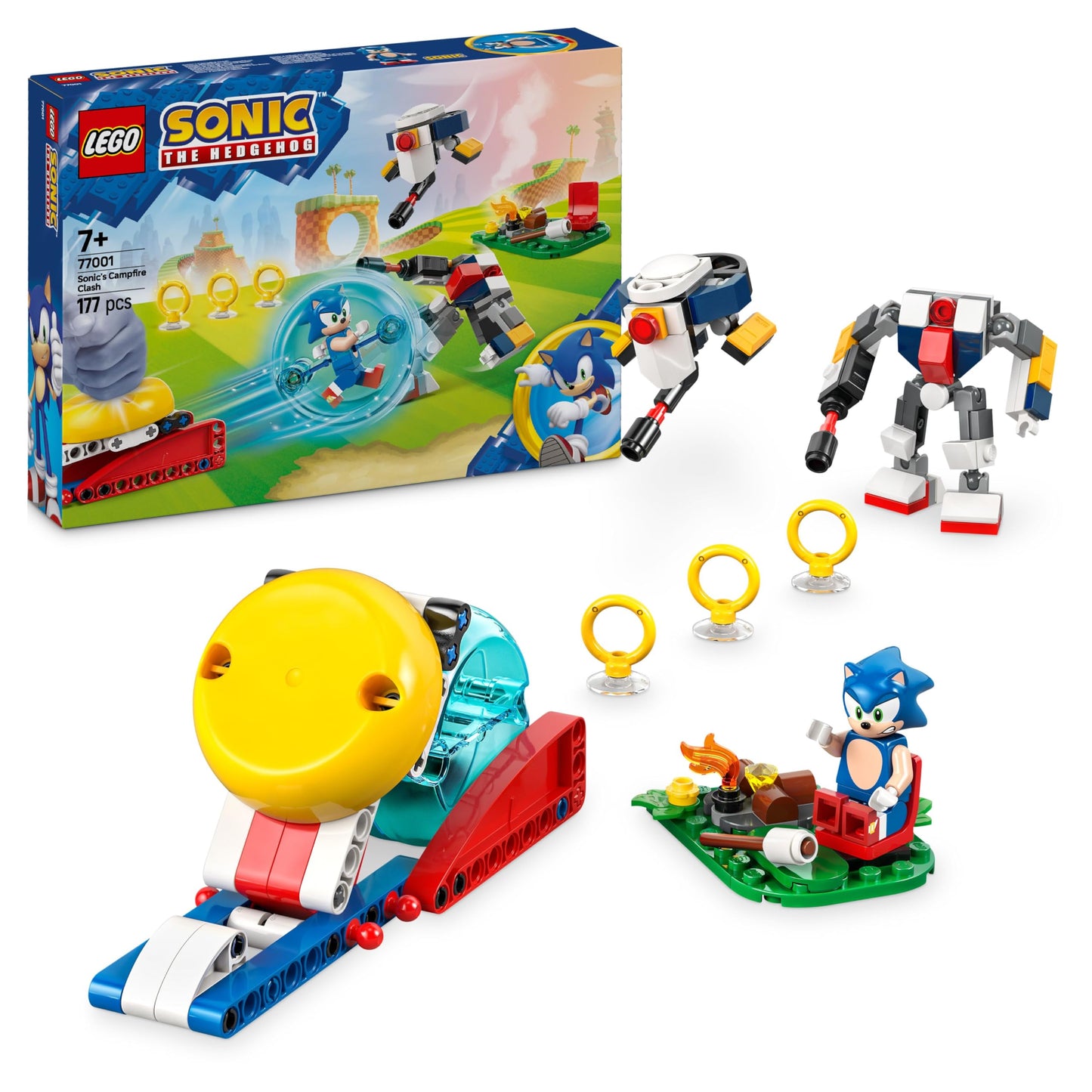 LEGO Sonic the Hedgehog: Sonic's Campfire Clash Set, Collectible Building Toy with 4 Characters, Gold Rings and a Chaos Emerald, Gifts for Gamers, Boys & Girls Aged 7 Plus 77001