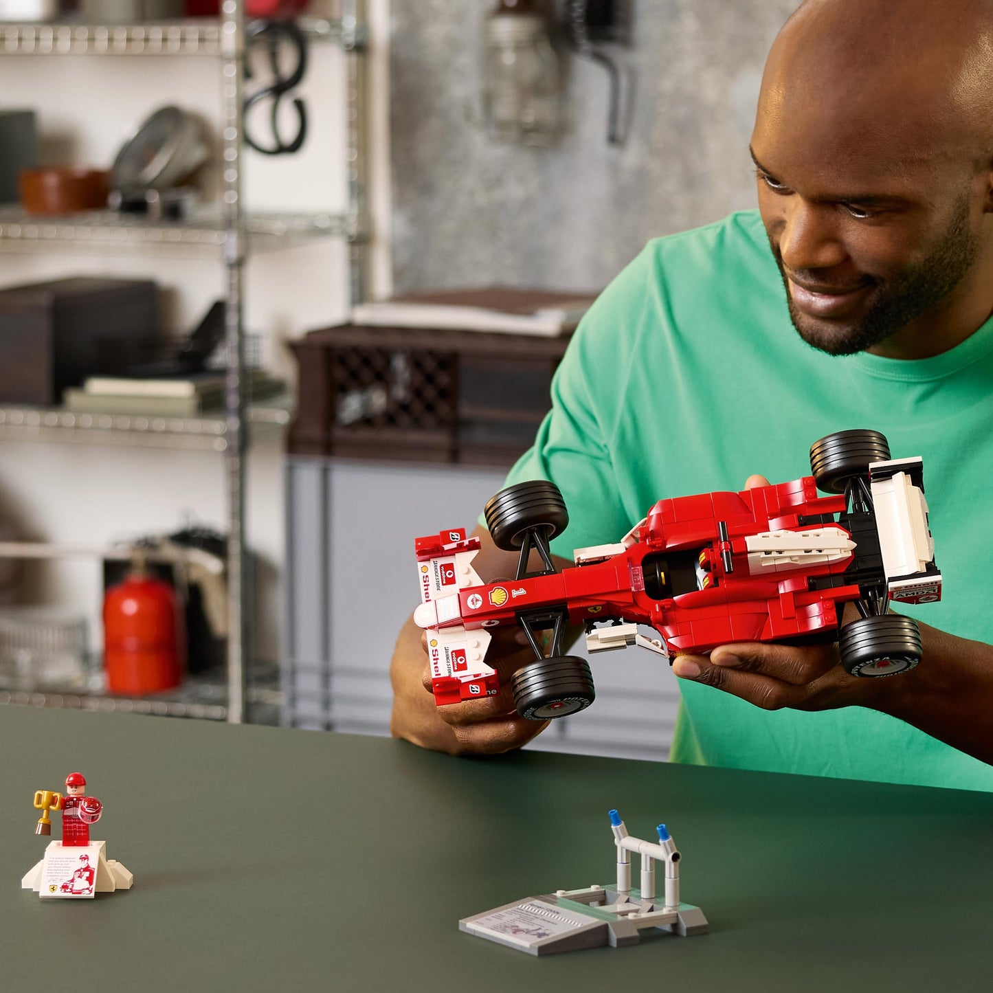 LEGO Icons Ferrari F2004 and Michael Schumacher - F1 racing car model building for adults - F1 model car set with V10 engine & collectible driver minifigure - Formula 1 gift for motorsport fans - 11375